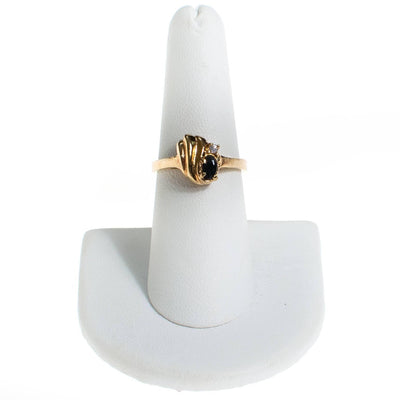 Sapphire and CZ Gold Ring by 1980s - Vintage Meet Modern Vintage Jewelry - Chicago, Illinois - #oldhollywoodglamour #vintagemeetmodern #designervintage #jewelrybox #antiquejewelry #vintagejewelry
