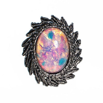 Opaline Crystal Statement Ring, Silver Tone Setting, Adjustable by 1960s - Vintage Meet Modern Vintage Jewelry - Chicago, Illinois - #oldhollywoodglamour #vintagemeetmodern #designervintage #jewelrybox #antiquejewelry #vintagejewelry