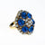 Vintage Blue Rhinestone and Seed Pearl Statement Ring