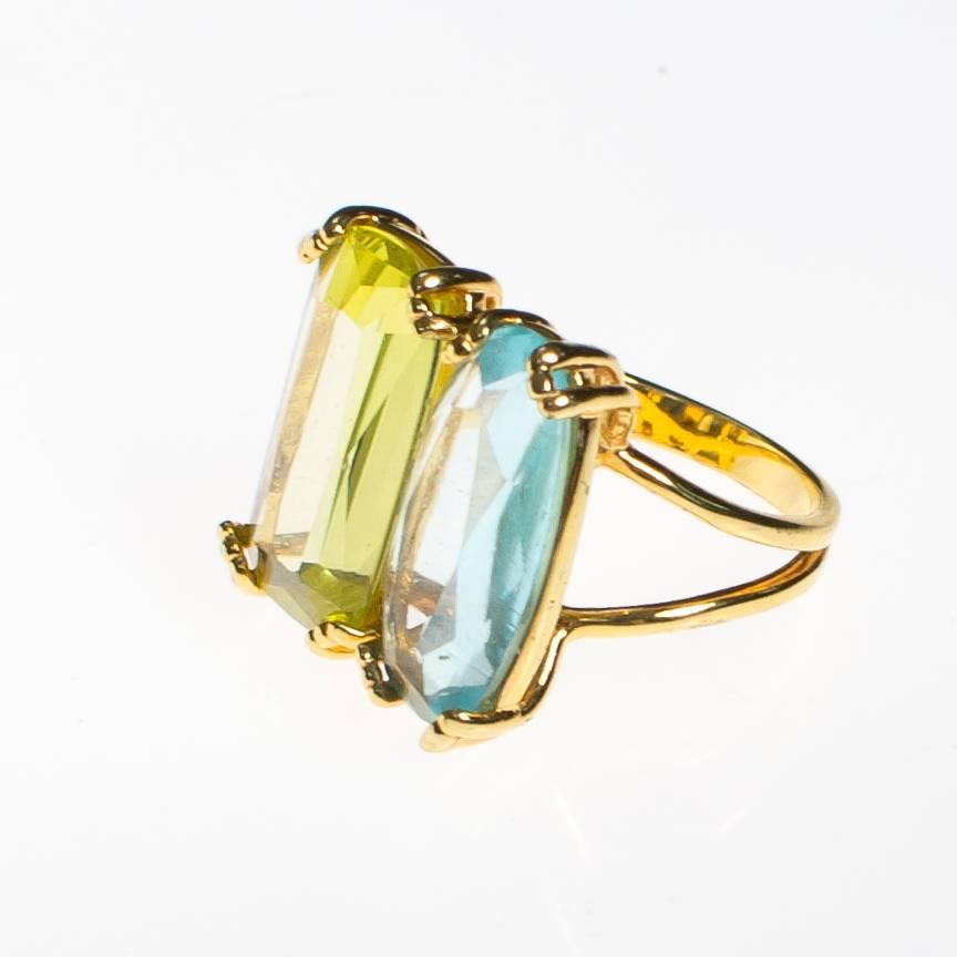 Vintage Double Citrine Crystal Statement Ring by 1980s - Vintage Meet Modern Vintage Jewelry - Chicago, Illinois - #oldhollywoodglamour #vintagemeetmodern #designervintage #jewelrybox #antiquejewelry #vintagejewelry