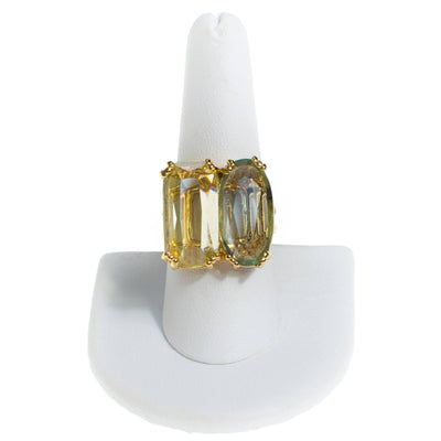 Vintage Double Citrine Crystal Statement Ring by 1980s - Vintage Meet Modern Vintage Jewelry - Chicago, Illinois - #oldhollywoodglamour #vintagemeetmodern #designervintage #jewelrybox #antiquejewelry #vintagejewelry