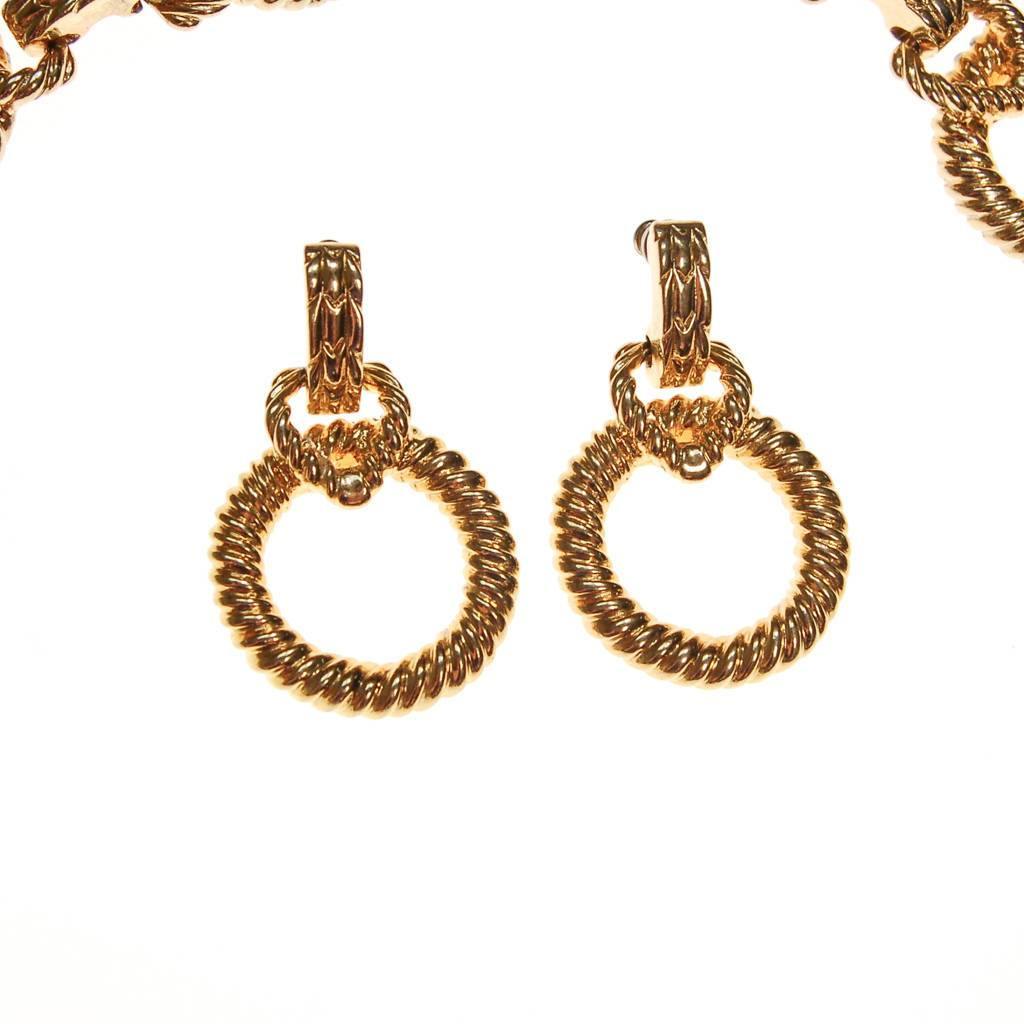 Vintage Piscitelli Large Gold Cable Link Necklace and Earring Set, 1980s, Designer by Piscitelli - Vintage Meet Modern Vintage Jewelry - Chicago, Illinois - #oldhollywoodglamour #vintagemeetmodern #designervintage #jewelrybox #antiquejewelry #vintagejewelry