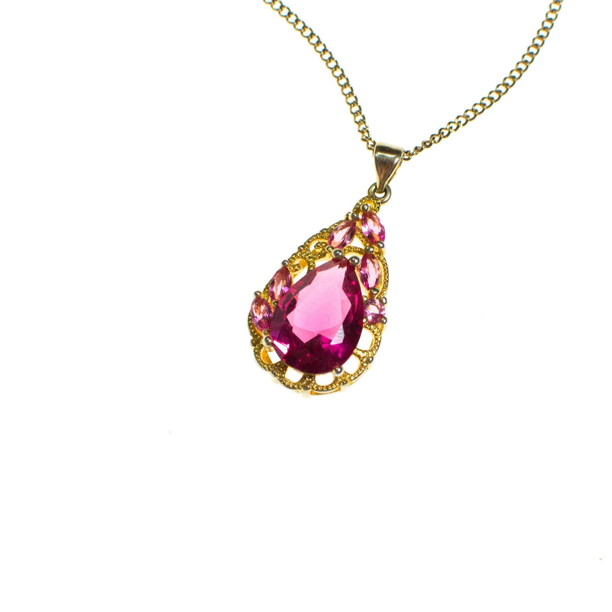 Vintage Pink Tourmaline Pendant Necklace