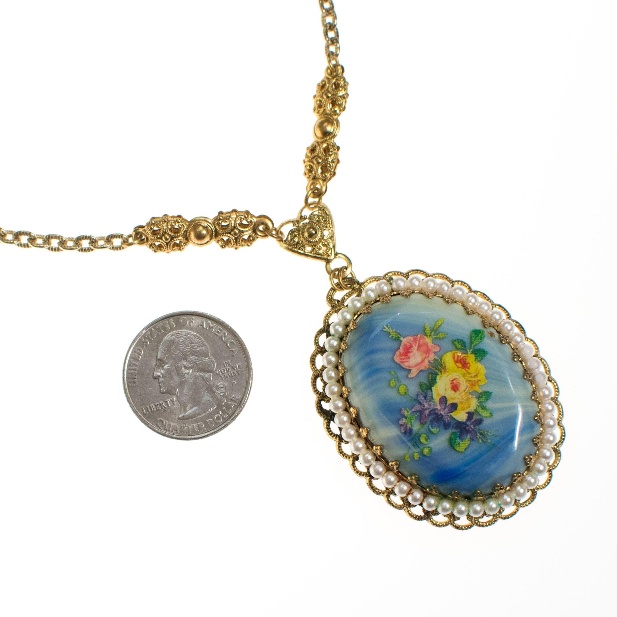 Floral Filigree Pendant Necklace by West Germany - Vintage Meet Modern Vintage Jewelry - Chicago, Illinois - #oldhollywoodglamour #vintagemeetmodern #designervintage #jewelrybox #antiquejewelry #vintagejewelry