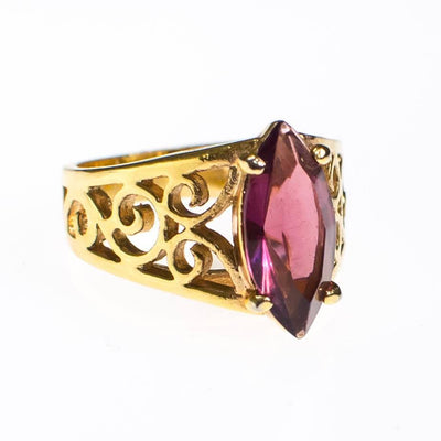 Amethyst Statement Ring, Gold Plated by Amethyst - Vintage Meet Modern Vintage Jewelry - Chicago, Illinois - #oldhollywoodglamour #vintagemeetmodern #designervintage #jewelrybox #antiquejewelry #vintagejewelry