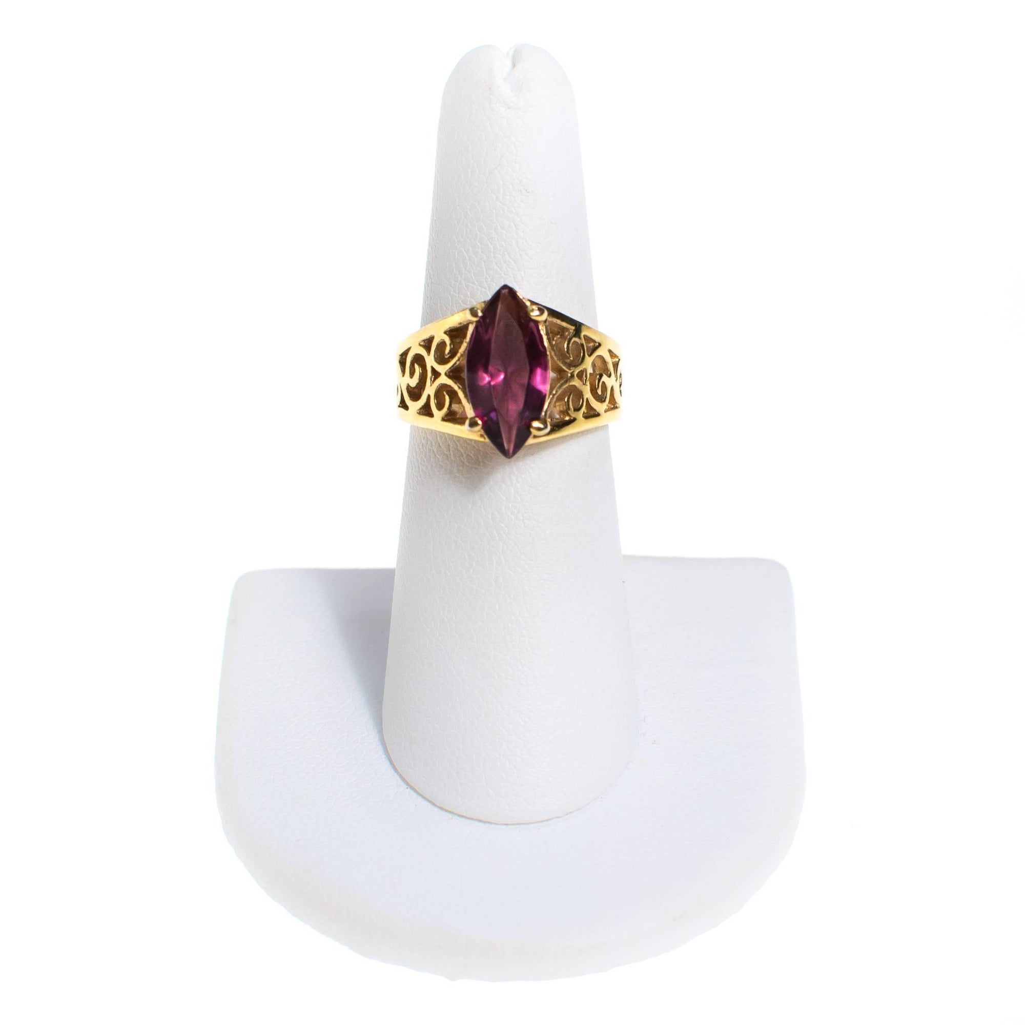 Amethyst Statement Ring, Gold Plated by Amethyst - Vintage Meet Modern Vintage Jewelry - Chicago, Illinois - #oldhollywoodglamour #vintagemeetmodern #designervintage #jewelrybox #antiquejewelry #vintagejewelry