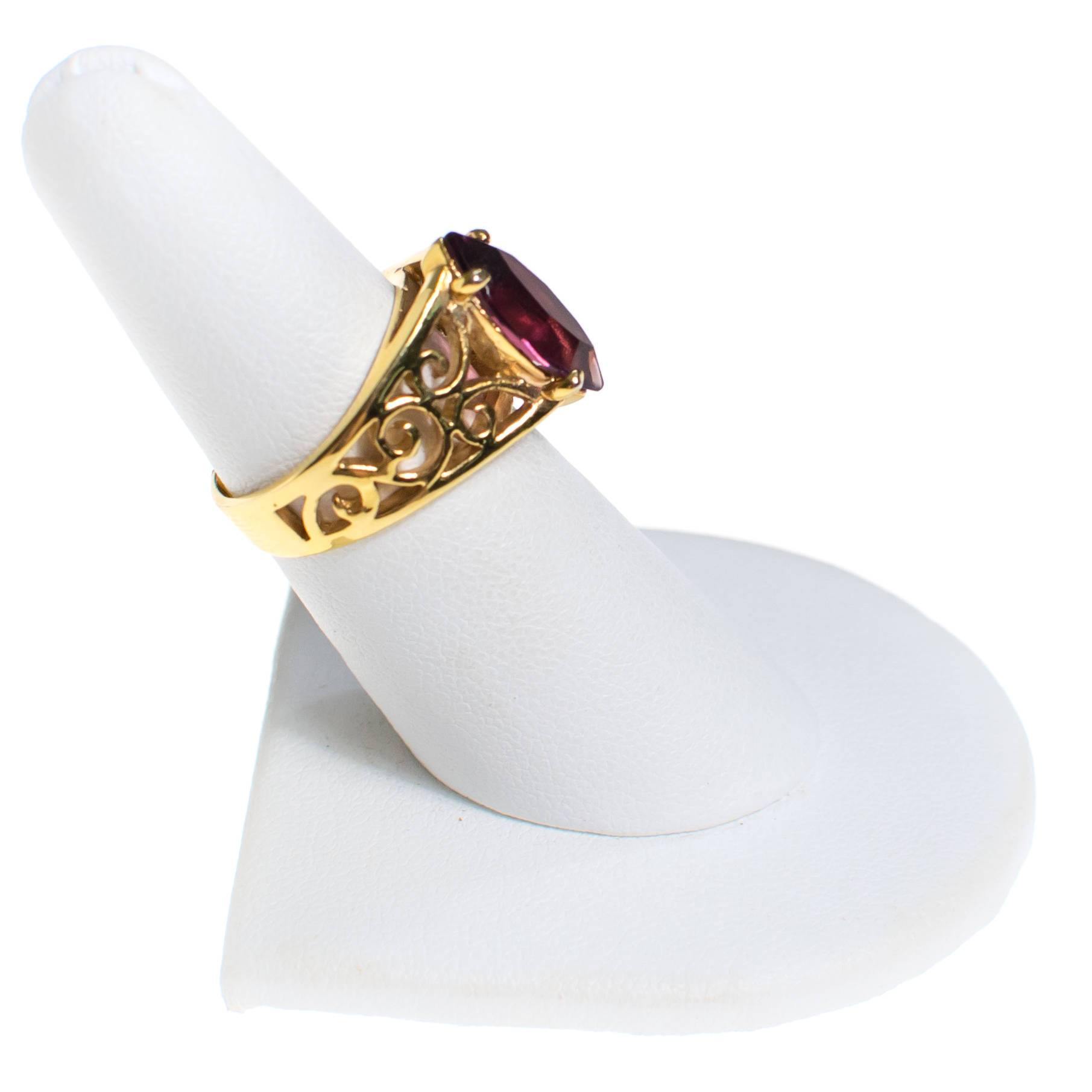 Amethyst Statement Ring, Gold Plated by Amethyst - Vintage Meet Modern Vintage Jewelry - Chicago, Illinois - #oldhollywoodglamour #vintagemeetmodern #designervintage #jewelrybox #antiquejewelry #vintagejewelry