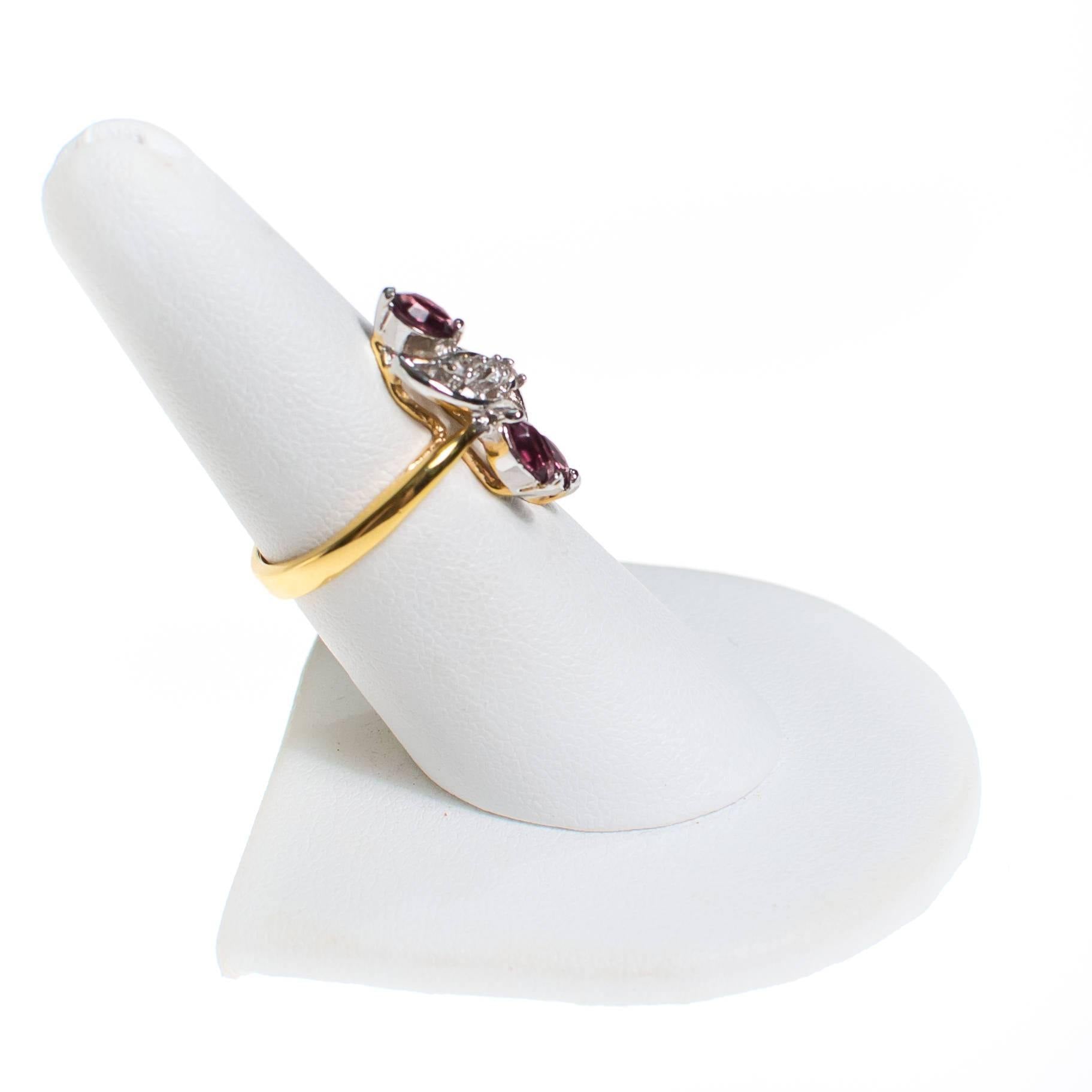 Amethyst and CZ Statement Ring, Gold Plated Marquise Cut Stones by Amethyst - Vintage Meet Modern Vintage Jewelry - Chicago, Illinois - #oldhollywoodglamour #vintagemeetmodern #designervintage #jewelrybox #antiquejewelry #vintagejewelry