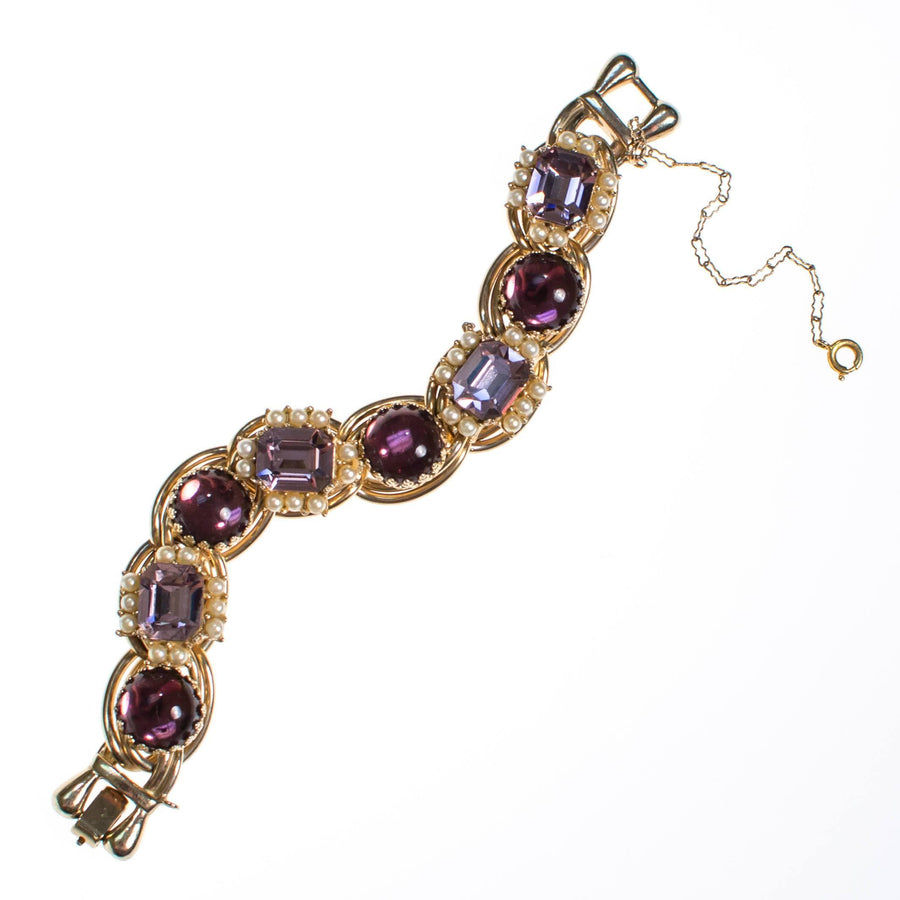 Juliana Pearl and Purple Rhinestone Bracelet by Juliana - Vintage Meet Modern Vintage Jewelry - Chicago, Illinois - #oldhollywoodglamour #vintagemeetmodern #designervintage #jewelrybox #antiquejewelry #vintagejewelry