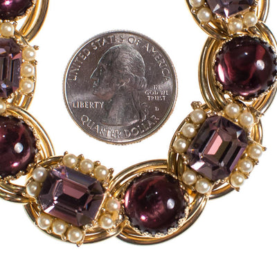 Juliana Pearl and Purple Rhinestone Bracelet by Juliana - Vintage Meet Modern Vintage Jewelry - Chicago, Illinois - #oldhollywoodglamour #vintagemeetmodern #designervintage #jewelrybox #antiquejewelry #vintagejewelry