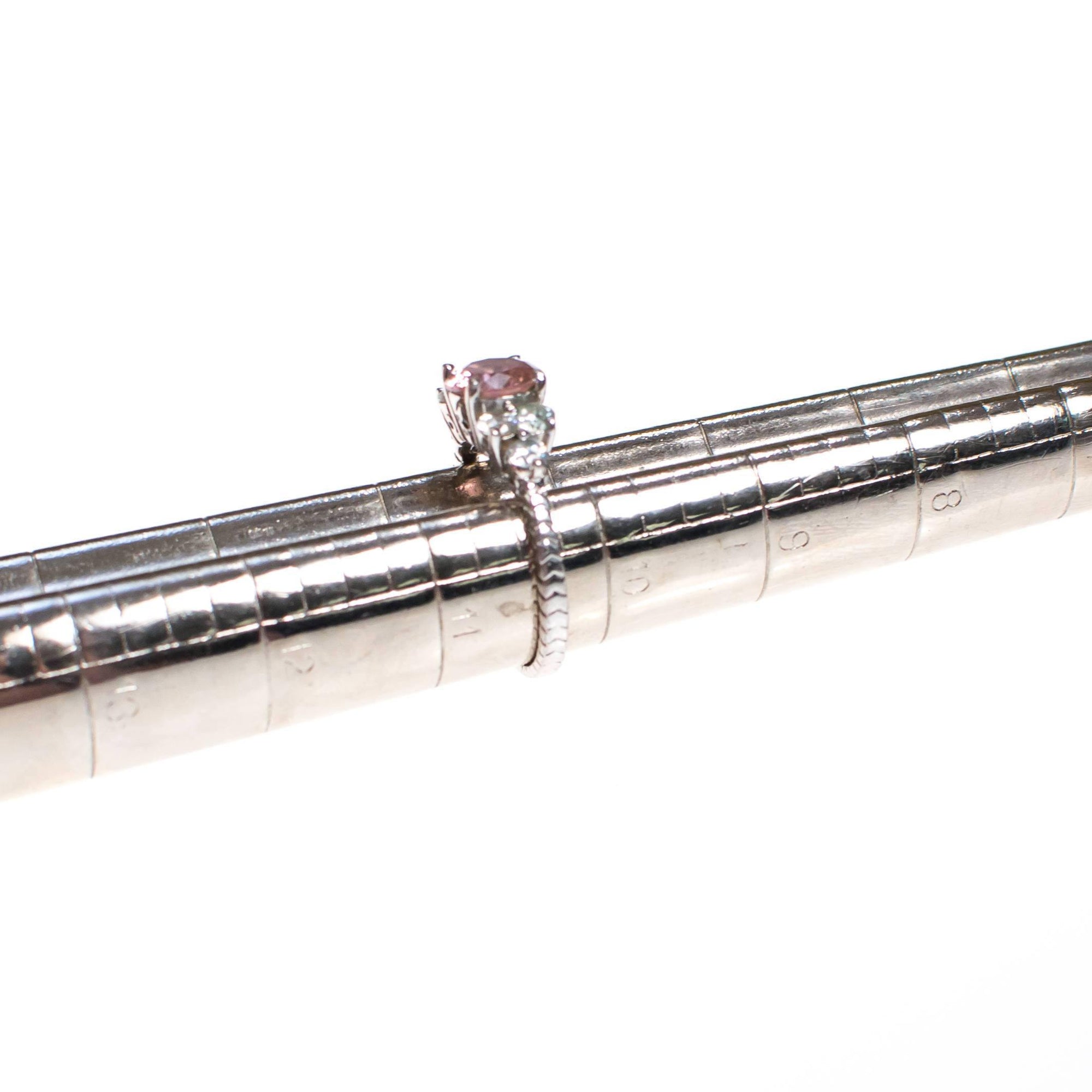 Pink Diamond CZ Ring, Silver Tone Setting by 1990s - Vintage Meet Modern Vintage Jewelry - Chicago, Illinois - #oldhollywoodglamour #vintagemeetmodern #designervintage #jewelrybox #antiquejewelry #vintagejewelry