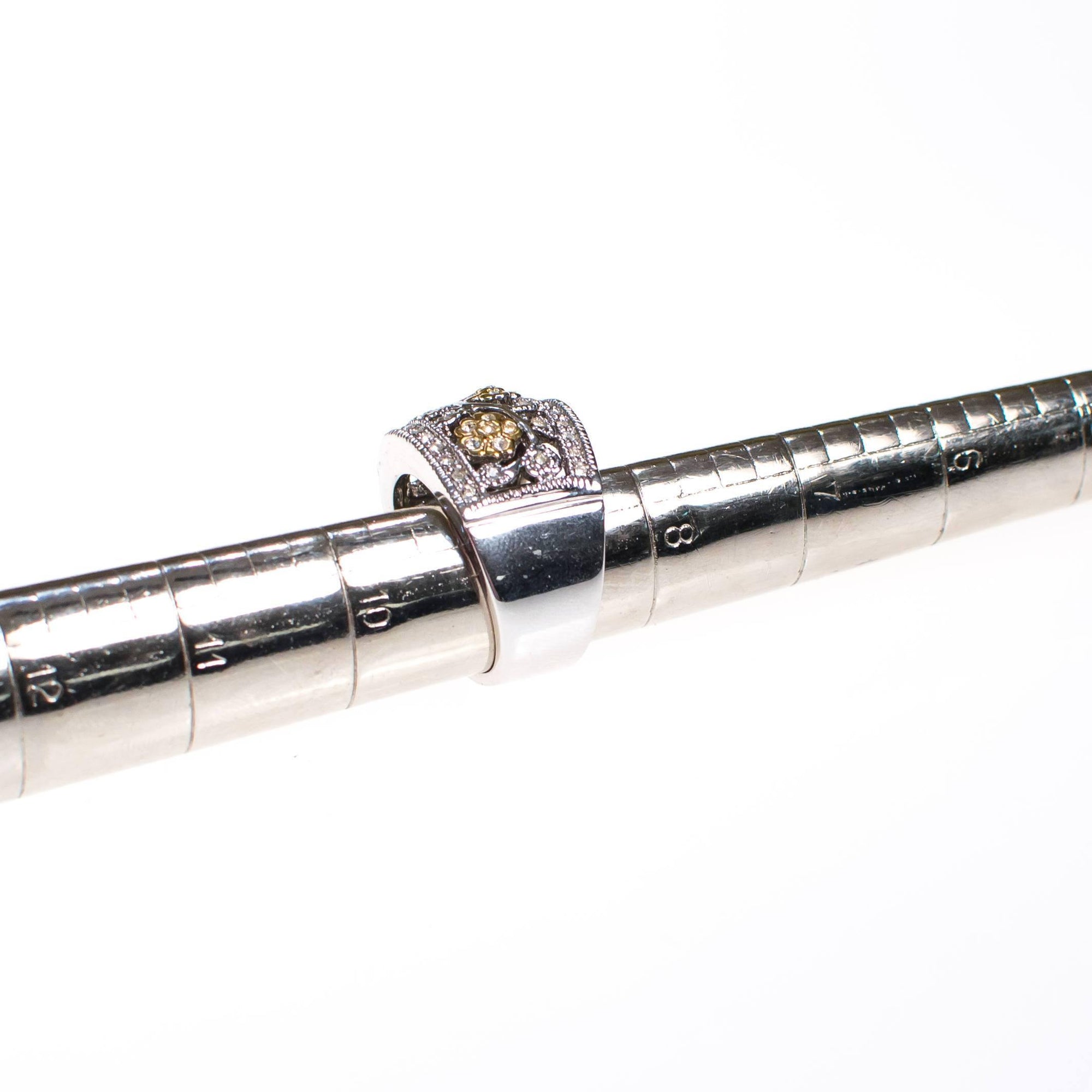 Diamonique CZ Floral Design Gold and Silver Wide Band Ring by 1990s - Vintage Meet Modern Vintage Jewelry - Chicago, Illinois - #oldhollywoodglamour #vintagemeetmodern #designervintage #jewelrybox #antiquejewelry #vintagejewelry