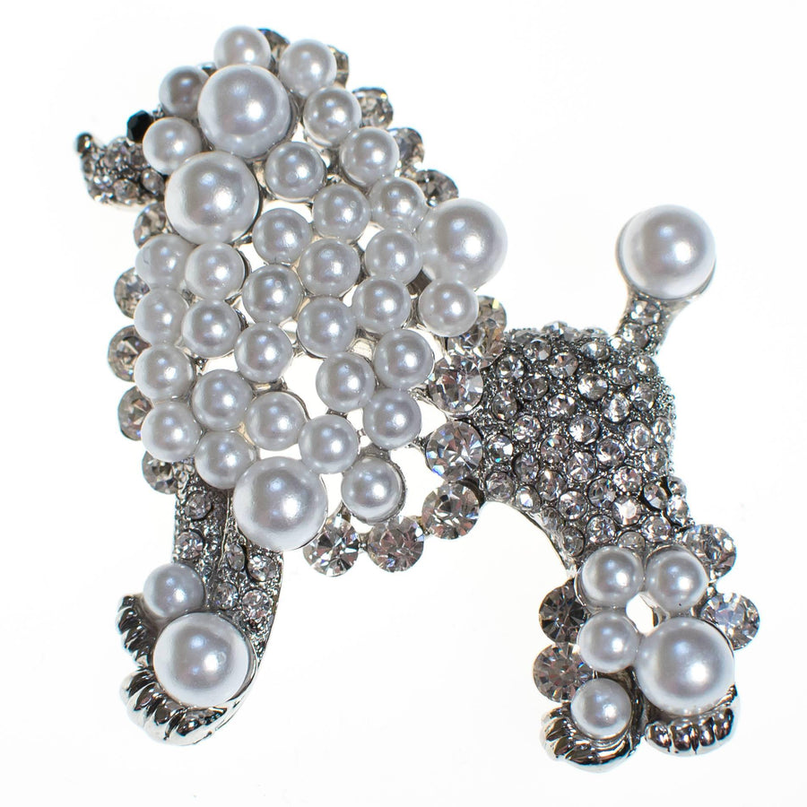 Vintage Poodle Brooch White and Silver by 1980's - Vintage Meet Modern Vintage Jewelry - Chicago, Illinois - #oldhollywoodglamour #vintagemeetmodern #designervintage #jewelrybox #antiquejewelry #vintagejewelry