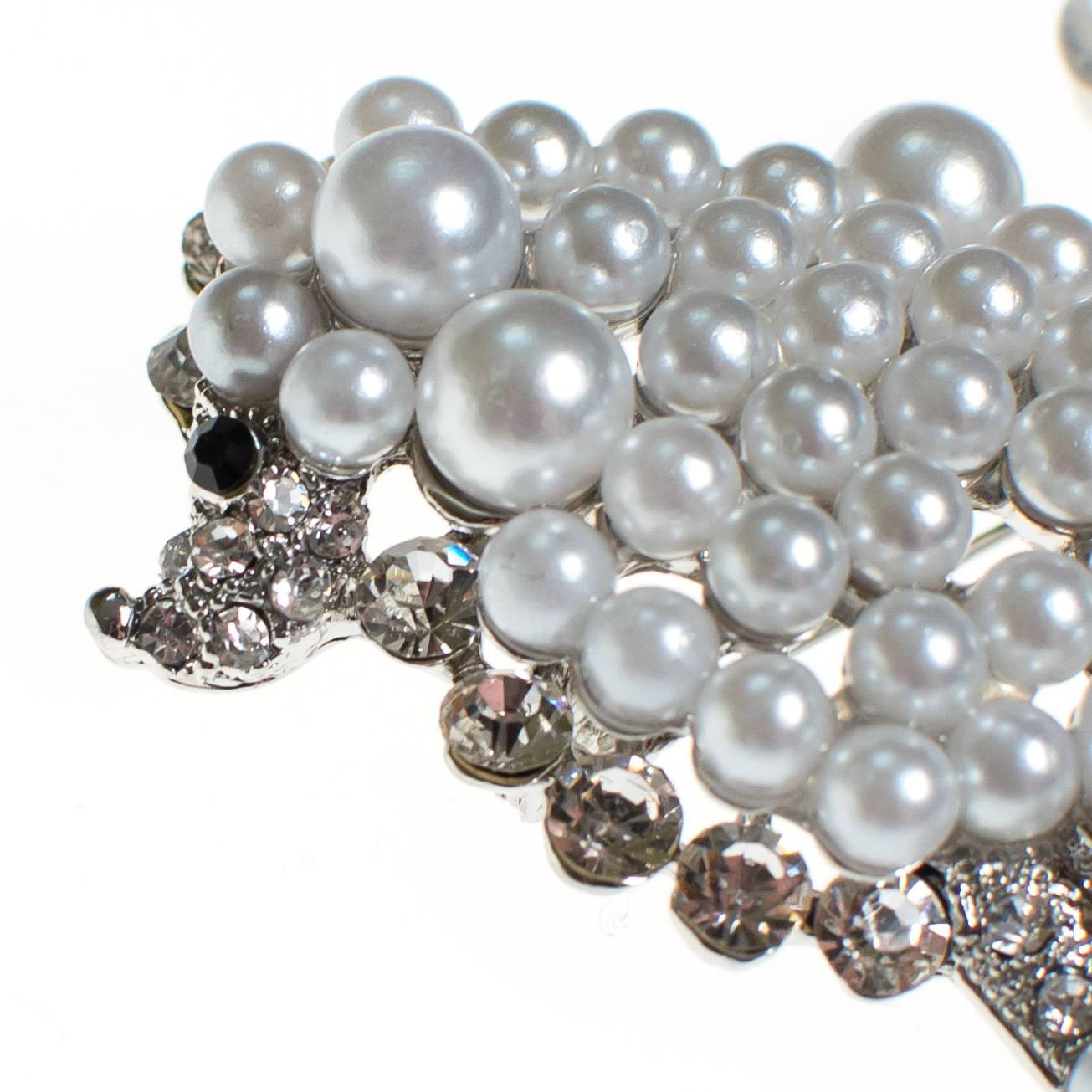 Vintage Poodle Brooch White and Silver by 1980's - Vintage Meet Modern Vintage Jewelry - Chicago, Illinois - #oldhollywoodglamour #vintagemeetmodern #designervintage #jewelrybox #antiquejewelry #vintagejewelry