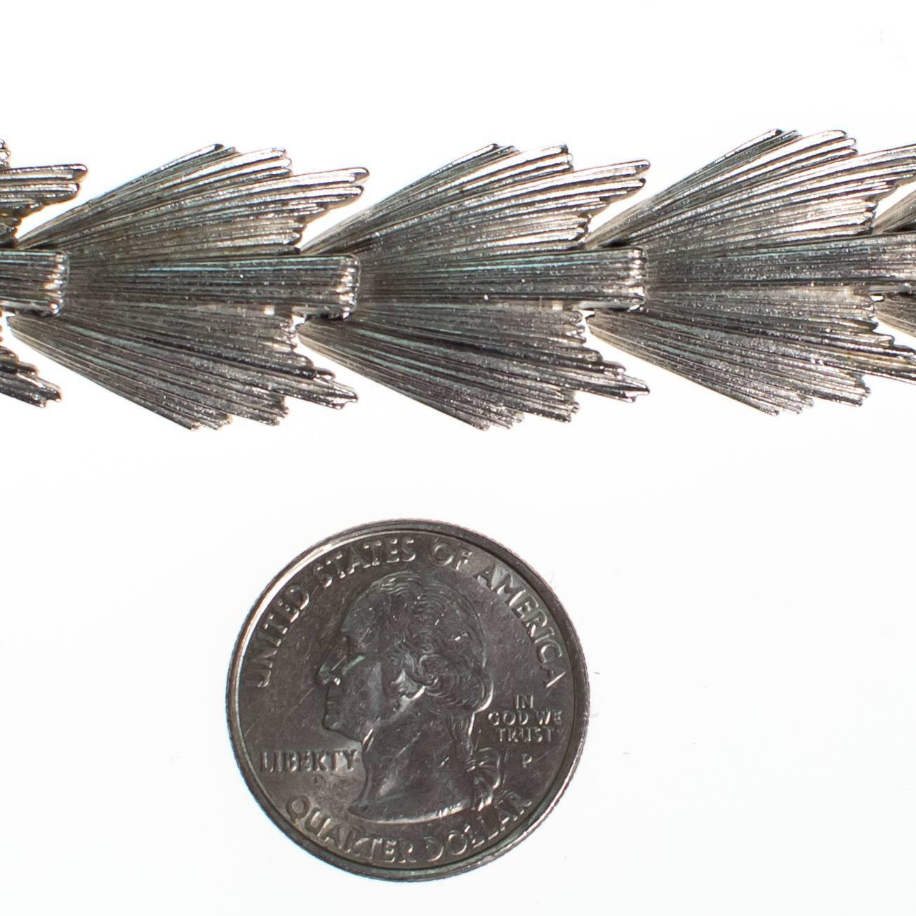 Vintage Crown Trifari Silver Wide Link Bracelet by Crown Trifari - Vintage Meet Modern Vintage Jewelry - Chicago, Illinois - #oldhollywoodglamour #vintagemeetmodern #designervintage #jewelrybox #antiquejewelry #vintagejewelry