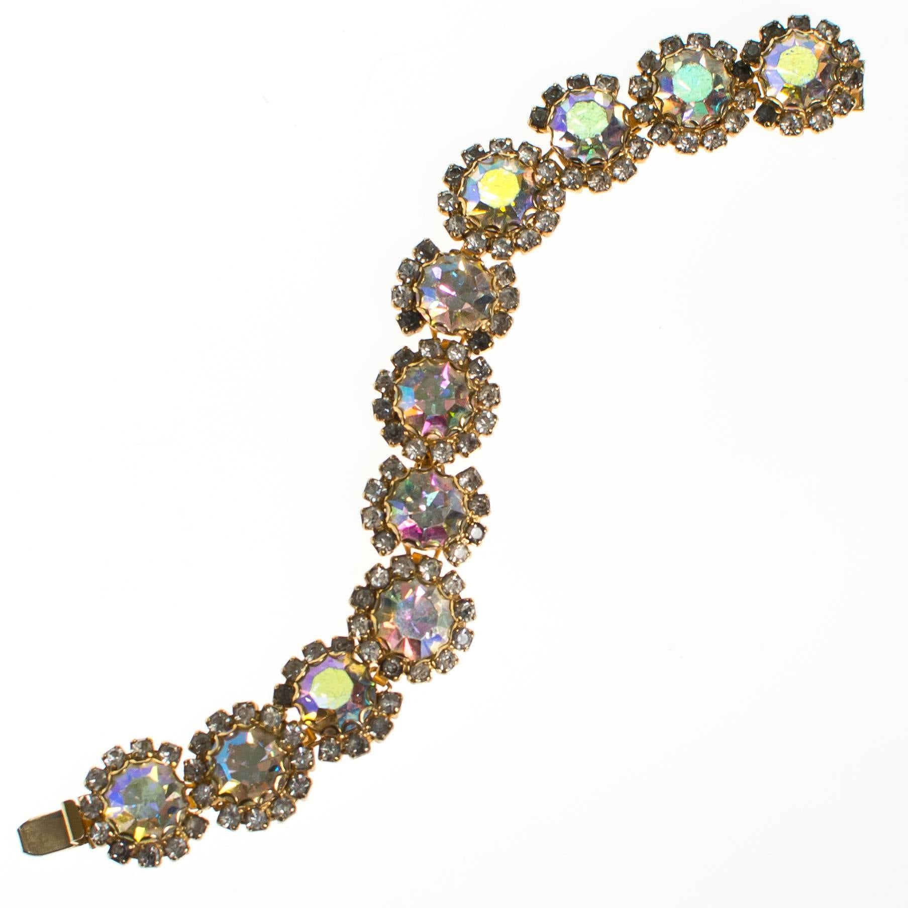 Vintage Aurora Borealis Rhinestone Bracelet by Aurora Borealis - Vintage Meet Modern Vintage Jewelry - Chicago, Illinois - #oldhollywoodglamour #vintagemeetmodern #designervintage #jewelrybox #antiquejewelry #vintagejewelry
