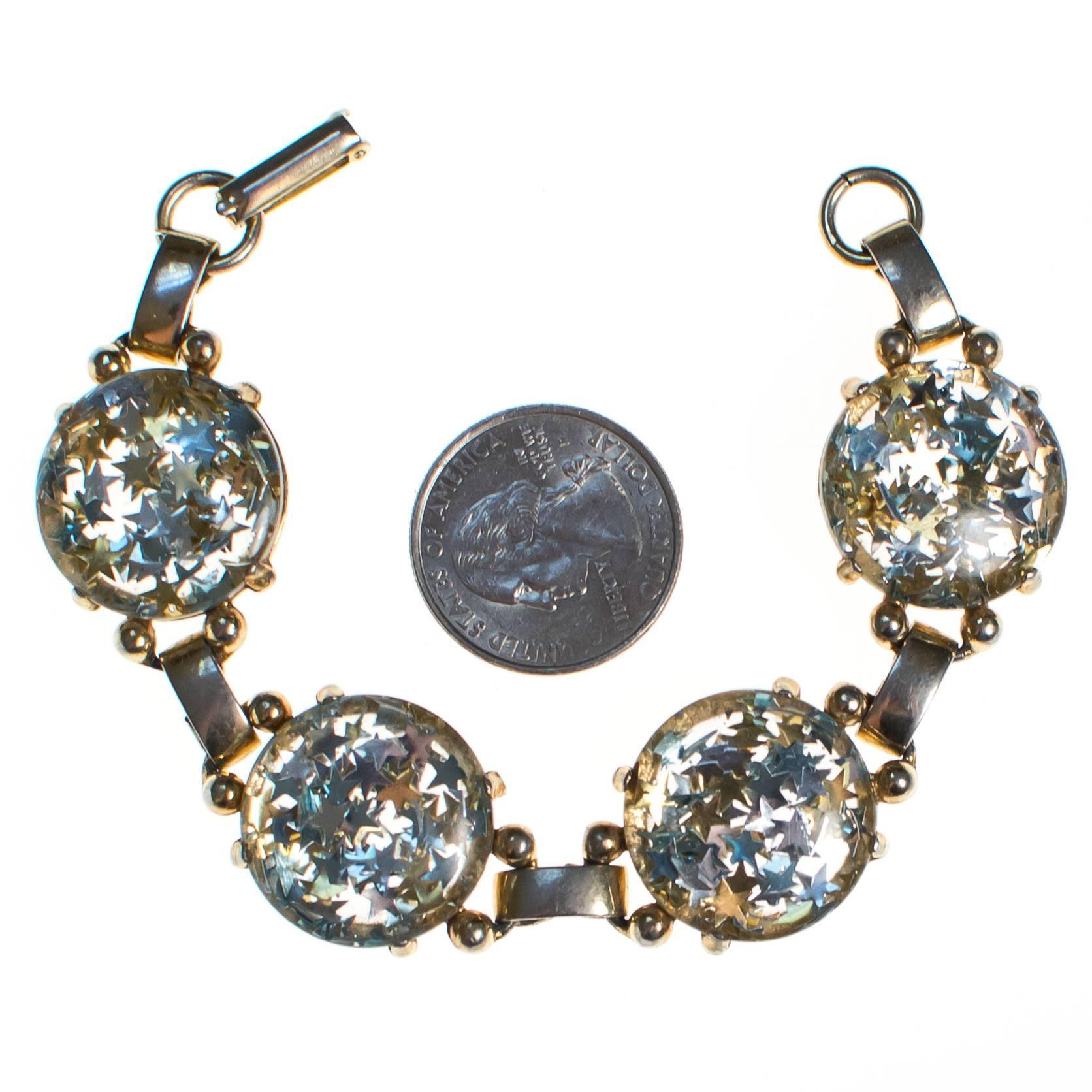 Vintage Confetti Lucite Star Bracelet by Lucite - Vintage Meet Modern Vintage Jewelry - Chicago, Illinois - #oldhollywoodglamour #vintagemeetmodern #designervintage #jewelrybox #antiquejewelry #vintagejewelry