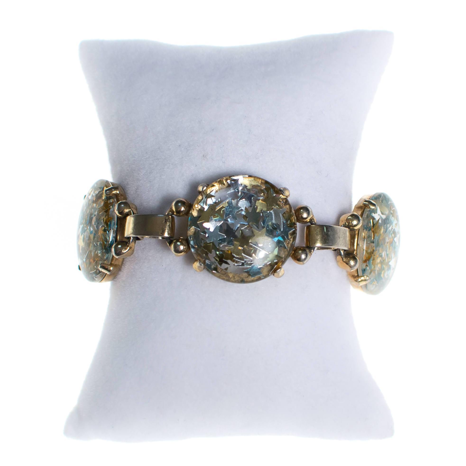 Vintage Confetti Lucite Star Bracelet by Lucite - Vintage Meet Modern Vintage Jewelry - Chicago, Illinois - #oldhollywoodglamour #vintagemeetmodern #designervintage #jewelrybox #antiquejewelry #vintagejewelry