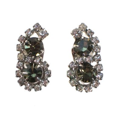 Vintage Smoke and Clear Crystal Rhinestone Earrings by 1960's - Vintage Meet Modern Vintage Jewelry - Chicago, Illinois - #oldhollywoodglamour #vintagemeetmodern #designervintage #jewelrybox #antiquejewelry #vintagejewelry