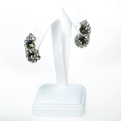 Vintage Smoke and Clear Crystal Rhinestone Earrings by 1960's - Vintage Meet Modern Vintage Jewelry - Chicago, Illinois - #oldhollywoodglamour #vintagemeetmodern #designervintage #jewelrybox #antiquejewelry #vintagejewelry
