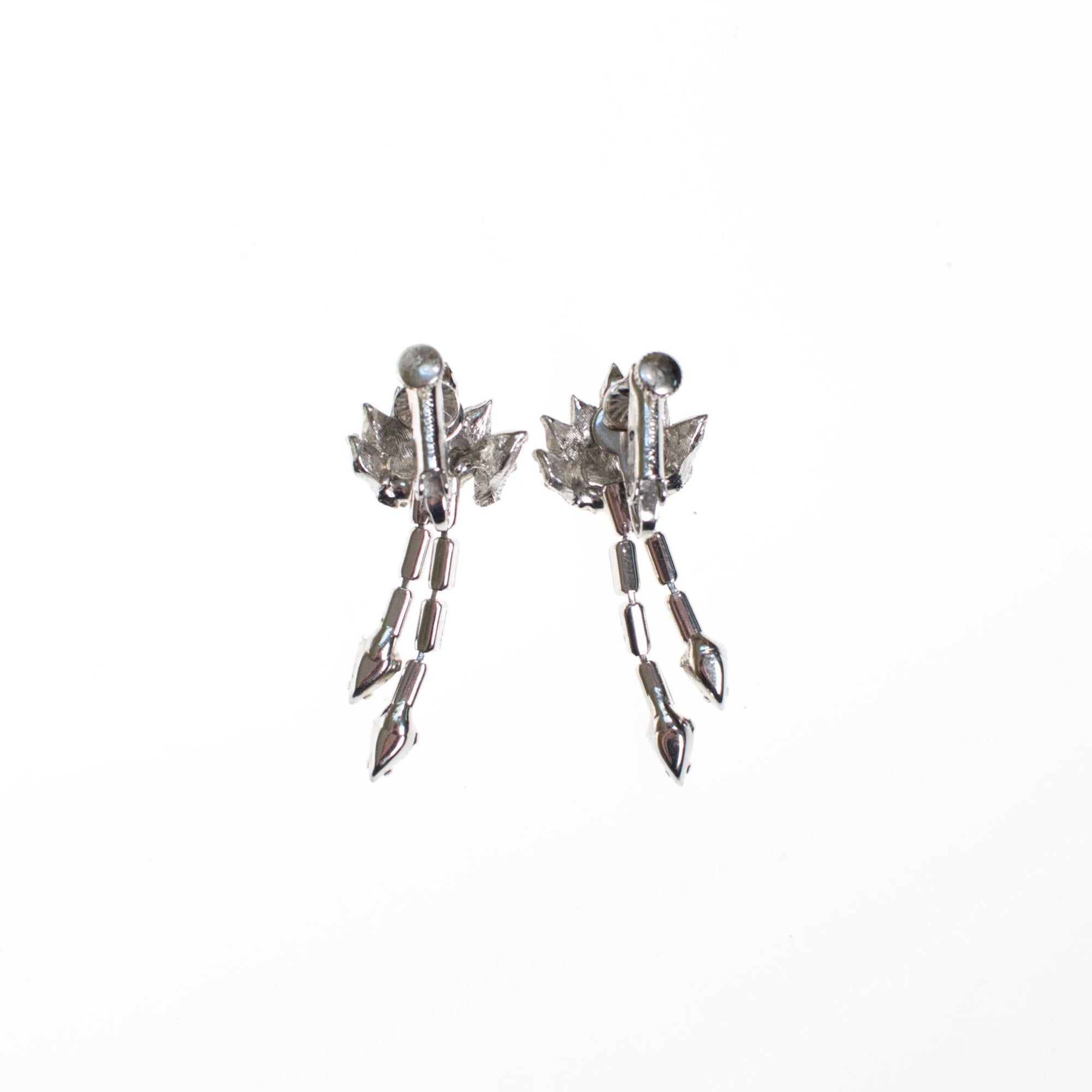 Vintage Crystal Rhinestone Dangling Statement Earrings by 1950s - Vintage Meet Modern Vintage Jewelry - Chicago, Illinois - #oldhollywoodglamour #vintagemeetmodern #designervintage #jewelrybox #antiquejewelry #vintagejewelry