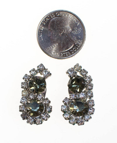 Vintage Black Diamond and Clear Crystal Rhinestone Earrings by 1950s - Vintage Meet Modern Vintage Jewelry - Chicago, Illinois - #oldhollywoodglamour #vintagemeetmodern #designervintage #jewelrybox #antiquejewelry #vintagejewelry