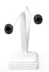 Vintage Jet Black Rhinestone Earrings, Clip On by 1950s - Vintage Meet Modern Vintage Jewelry - Chicago, Illinois - #oldhollywoodglamour #vintagemeetmodern #designervintage #jewelrybox #antiquejewelry #vintagejewelry