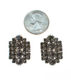 Vintage Black Diamond Crystal Rhinestone Earrings, Clip On by 1950s - Vintage Meet Modern Vintage Jewelry - Chicago, Illinois - #oldhollywoodglamour #vintagemeetmodern #designervintage #jewelrybox #antiquejewelry #vintagejewelry