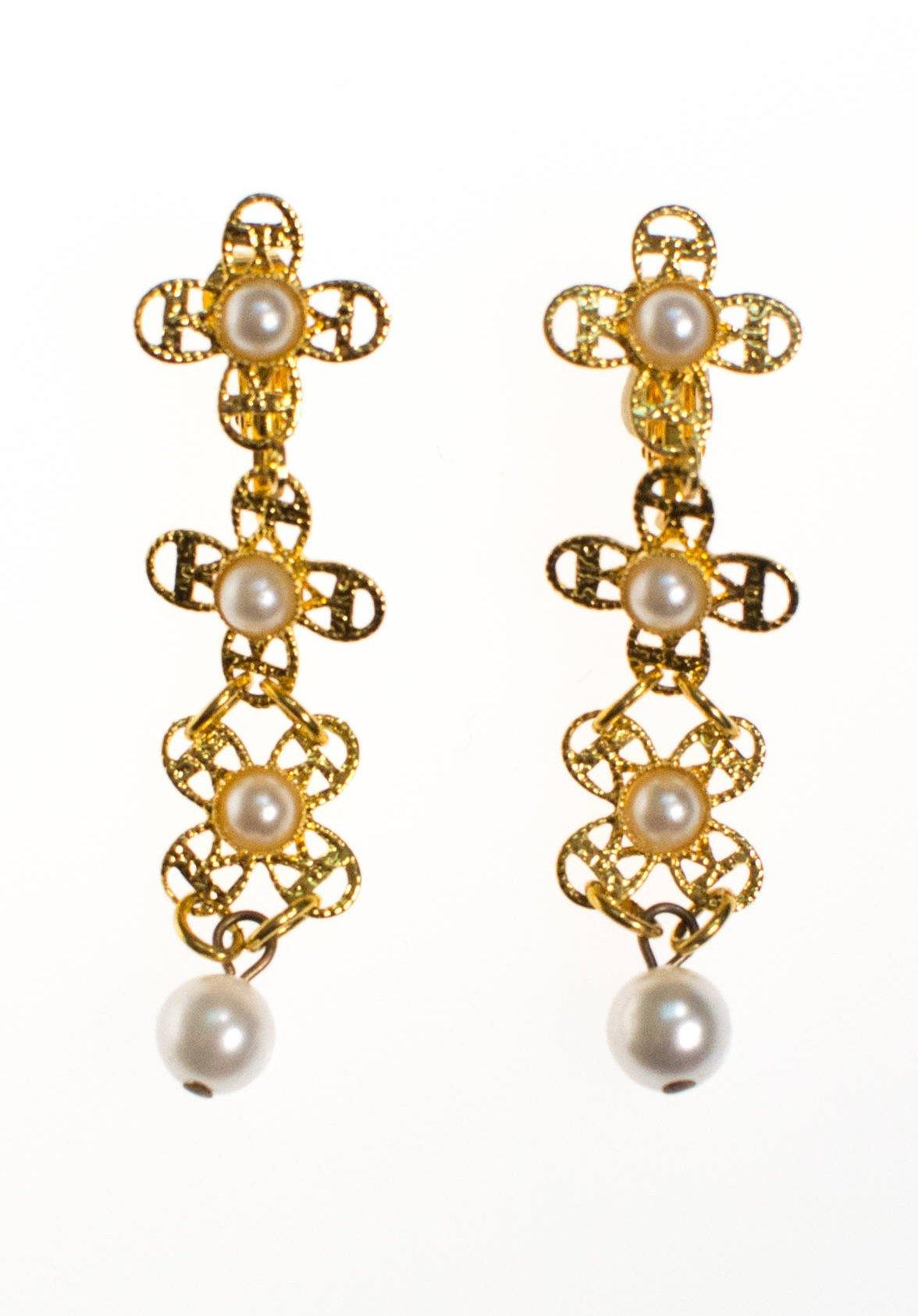 Vintage Gold Filigree and Pearl Drop Earrings by 1960s - Vintage Meet Modern Vintage Jewelry - Chicago, Illinois - #oldhollywoodglamour #vintagemeetmodern #designervintage #jewelrybox #antiquejewelry #vintagejewelry