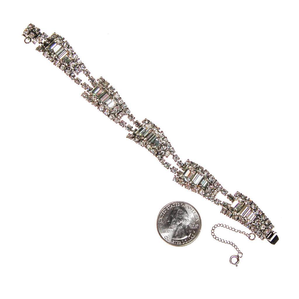 Vintage Art Deco Rhinestone Bracelet by 1950s - Vintage Meet Modern Vintage Jewelry - Chicago, Illinois - #oldhollywoodglamour #vintagemeetmodern #designervintage #jewelrybox #antiquejewelry #vintagejewelry
