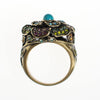 Vintage Heidi Daus Turquoise and Colorful Rhinestone Flower Statement Ring by Heidi Daus - Vintage Meet Modern Vintage Jewelry - Chicago, Illinois - #oldhollywoodglamour #vintagemeetmodern #designervintage #jewelrybox #antiquejewelry #vintagejewelry