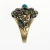 Vintage Heidi Daus Turquoise and Colorful Rhinestone Flower Statement Ring by Heidi Daus - Vintage Meet Modern Vintage Jewelry - Chicago, Illinois - #oldhollywoodglamour #vintagemeetmodern #designervintage #jewelrybox #antiquejewelry #vintagejewelry
