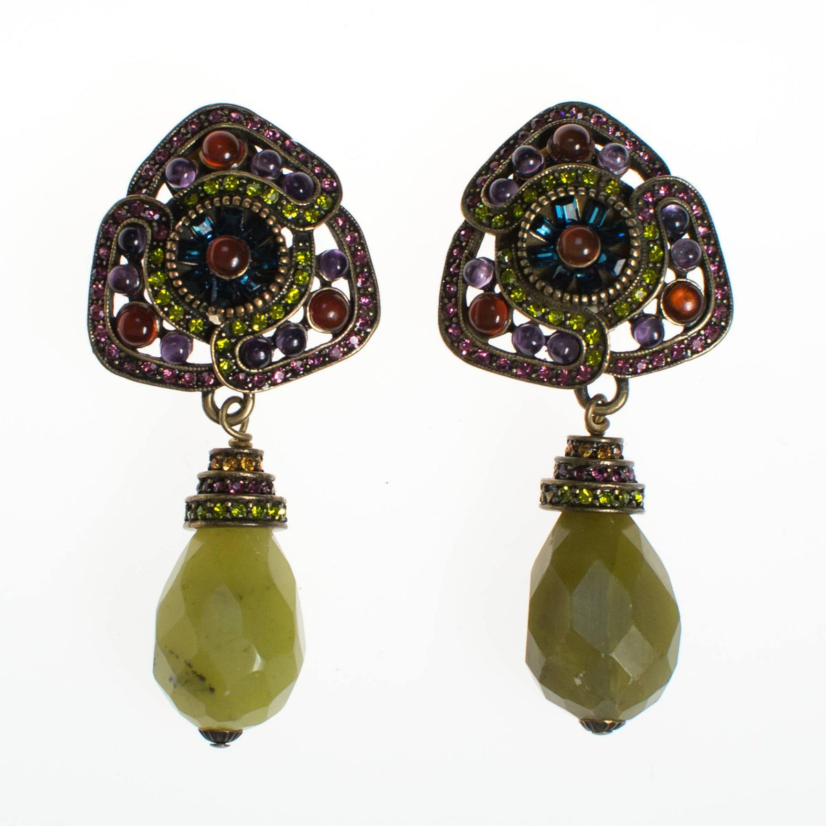 Heidi Daus Amethyst Peridot Drop Dangling Earrings