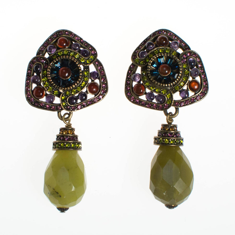 Heidi Daus Amethyst Peridot Drop Dangling Earrings by Heidi Daus - Vintage Meet Modern Vintage Jewelry - Chicago, Illinois - #oldhollywoodglamour #vintagemeetmodern #designervintage #jewelrybox #antiquejewelry #vintagejewelry