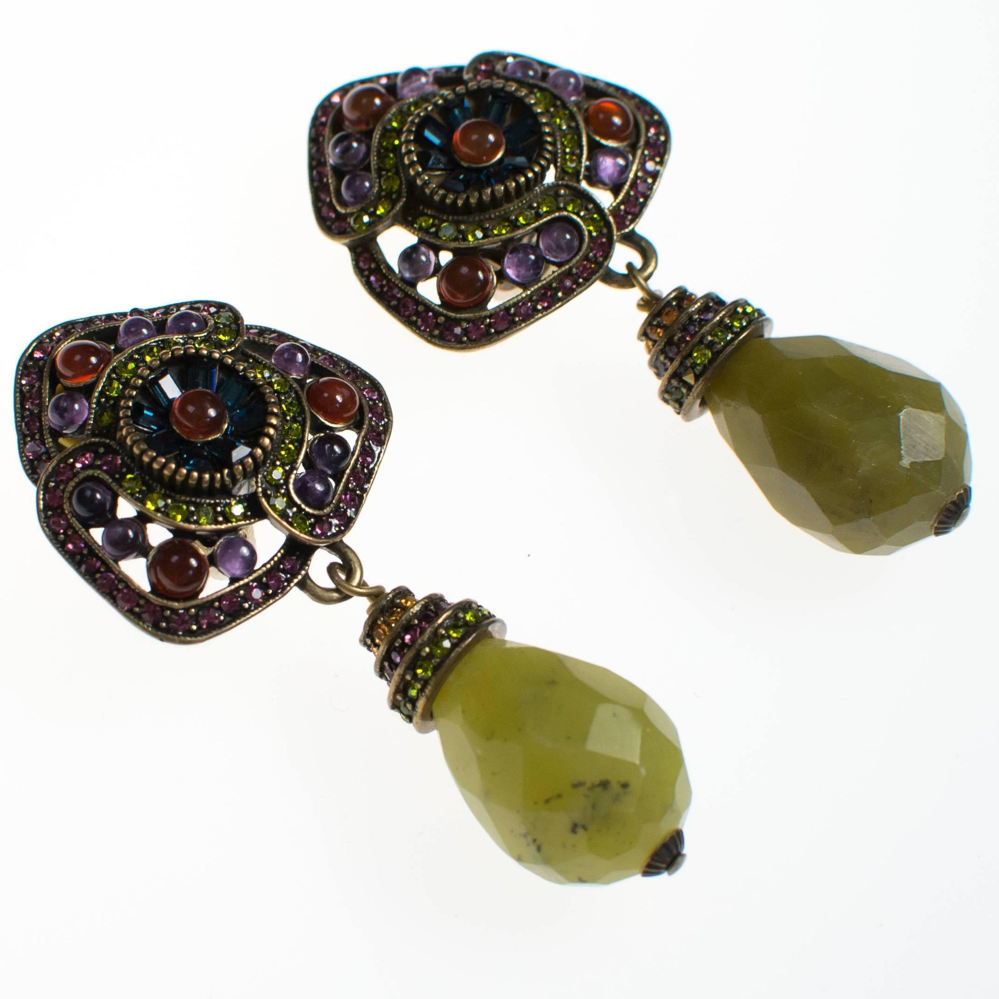 Heidi Daus Amethyst Peridot Drop Dangling Earrings by Heidi Daus - Vintage Meet Modern Vintage Jewelry - Chicago, Illinois - #oldhollywoodglamour #vintagemeetmodern #designervintage #jewelrybox #antiquejewelry #vintagejewelry