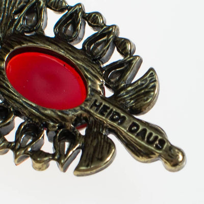 Vintage Heidi Daus Carnelian Cabochon and Colorful Crystal Statement Earrings, Long, Dramatic, Clip On by Heidi Daus - Vintage Meet Modern Vintage Jewelry - Chicago, Illinois - #oldhollywoodglamour #vintagemeetmodern #designervintage #jewelrybox #antiquejewelry #vintagejewelry