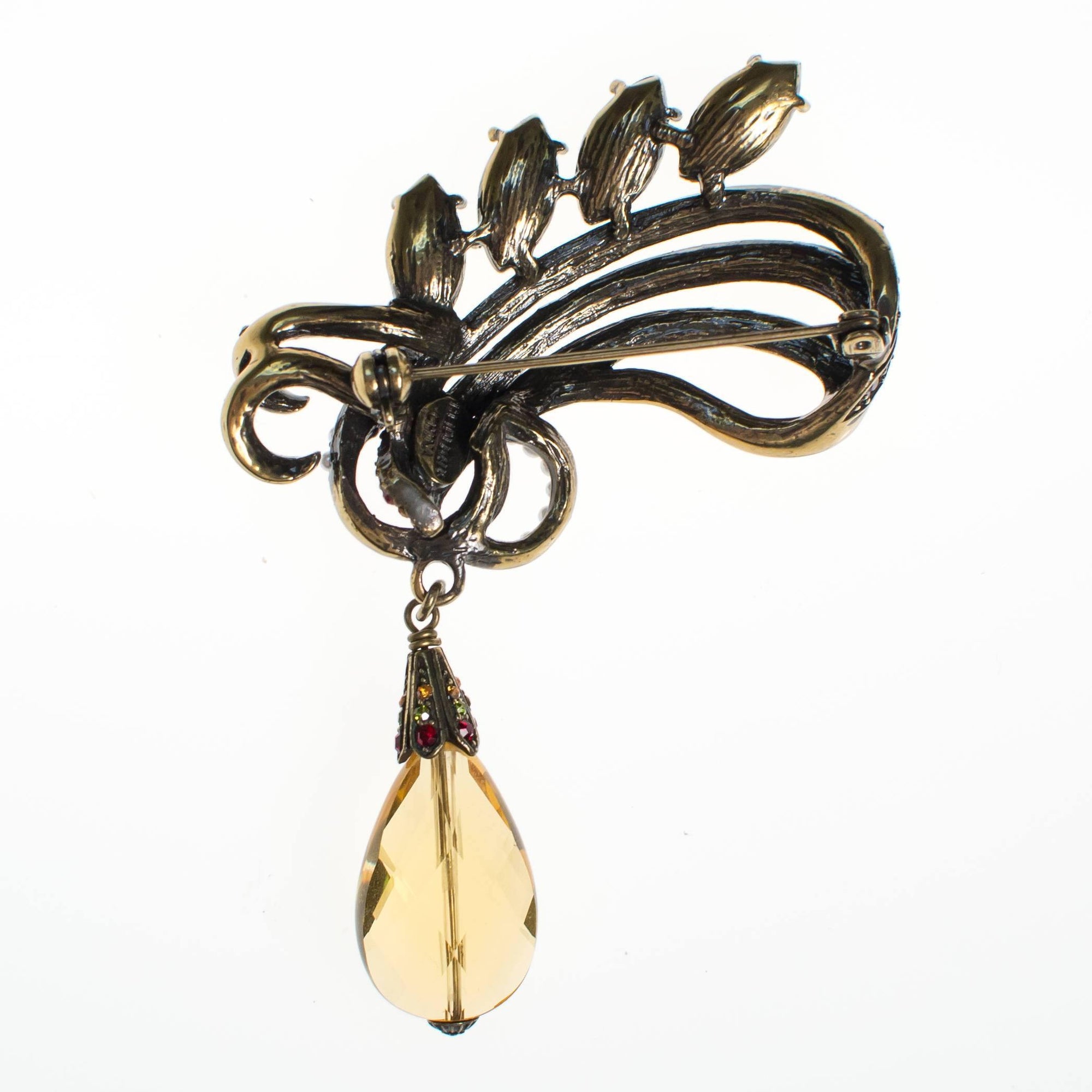 Vintage Heidi Daus Citrine, Amethyst, Citrine, Peridot, and Pearl Brooch by Heidi Daus - Vintage Meet Modern Vintage Jewelry - Chicago, Illinois - #oldhollywoodglamour #vintagemeetmodern #designervintage #jewelrybox #antiquejewelry #vintagejewelry