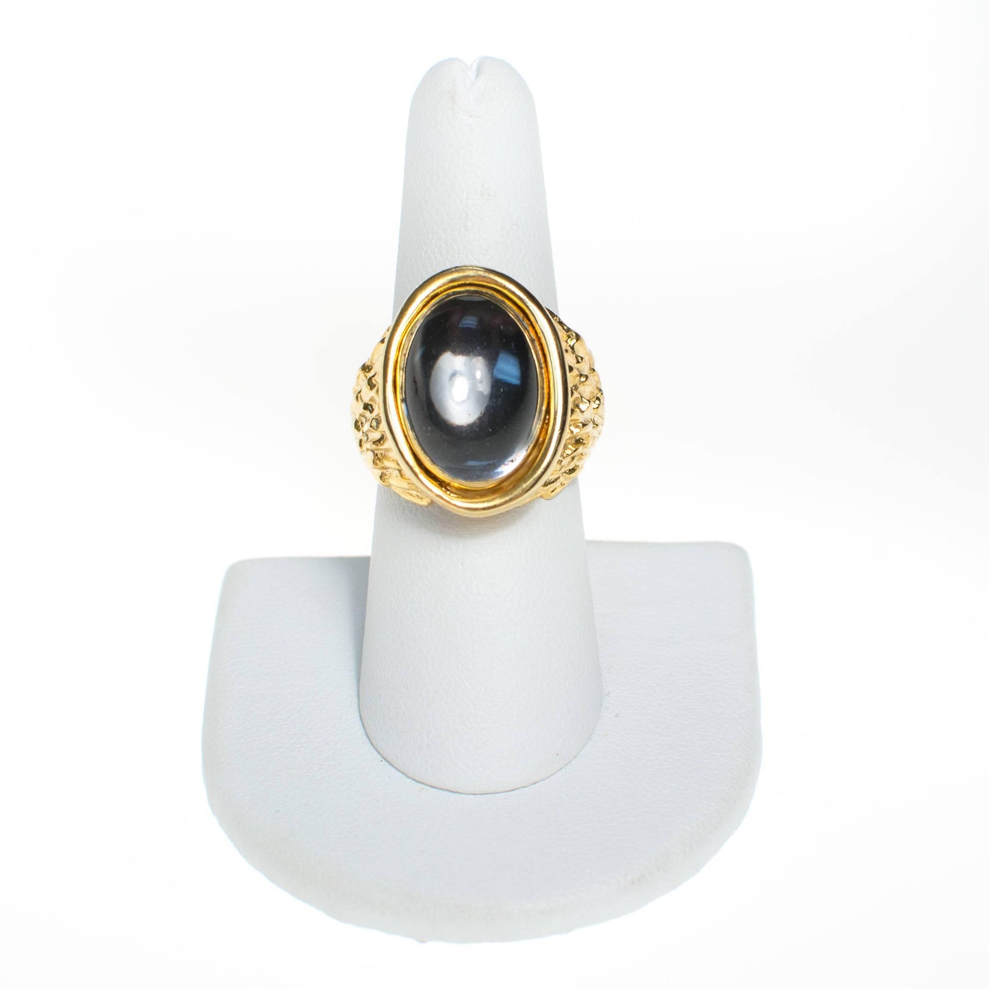 Vintage Hobe Moonstone Gold Statement Ring by Hobe - Vintage Meet Modern Vintage Jewelry - Chicago, Illinois - #oldhollywoodglamour #vintagemeetmodern #designervintage #jewelrybox #antiquejewelry #vintagejewelry
