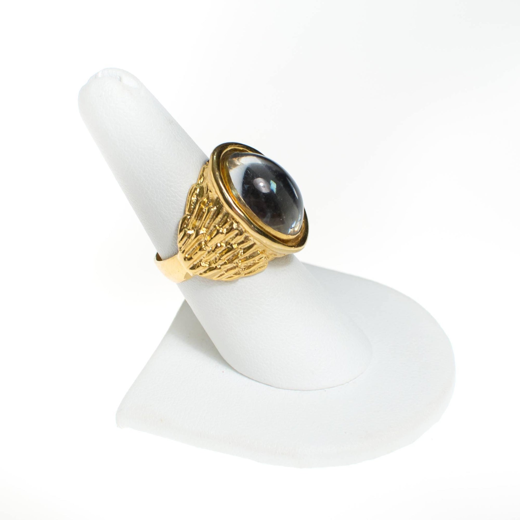 Vintage Hobe Moonstone Gold Statement Ring by Hobe - Vintage Meet Modern Vintage Jewelry - Chicago, Illinois - #oldhollywoodglamour #vintagemeetmodern #designervintage #jewelrybox #antiquejewelry #vintagejewelry