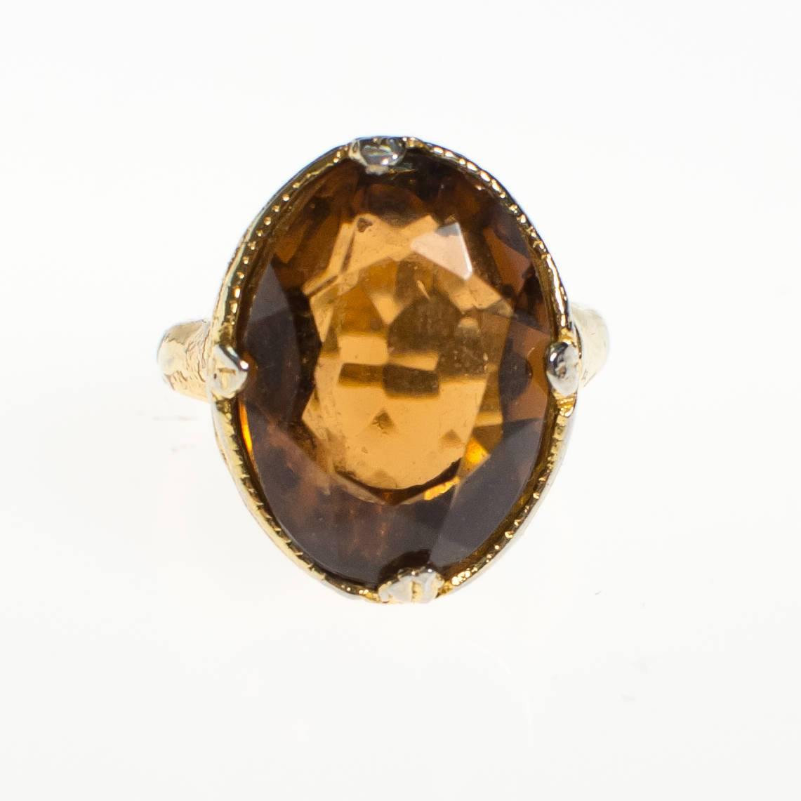 Vintage Smokey Crystal Statement Ring