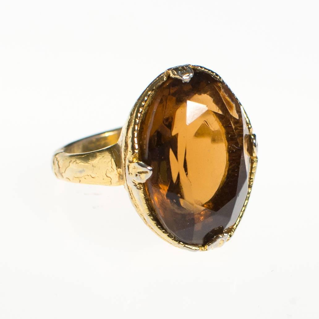 Vintage Smokey Crystal Statement Ring by 1960s - Vintage Meet Modern Vintage Jewelry - Chicago, Illinois - #oldhollywoodglamour #vintagemeetmodern #designervintage #jewelrybox #antiquejewelry #vintagejewelry