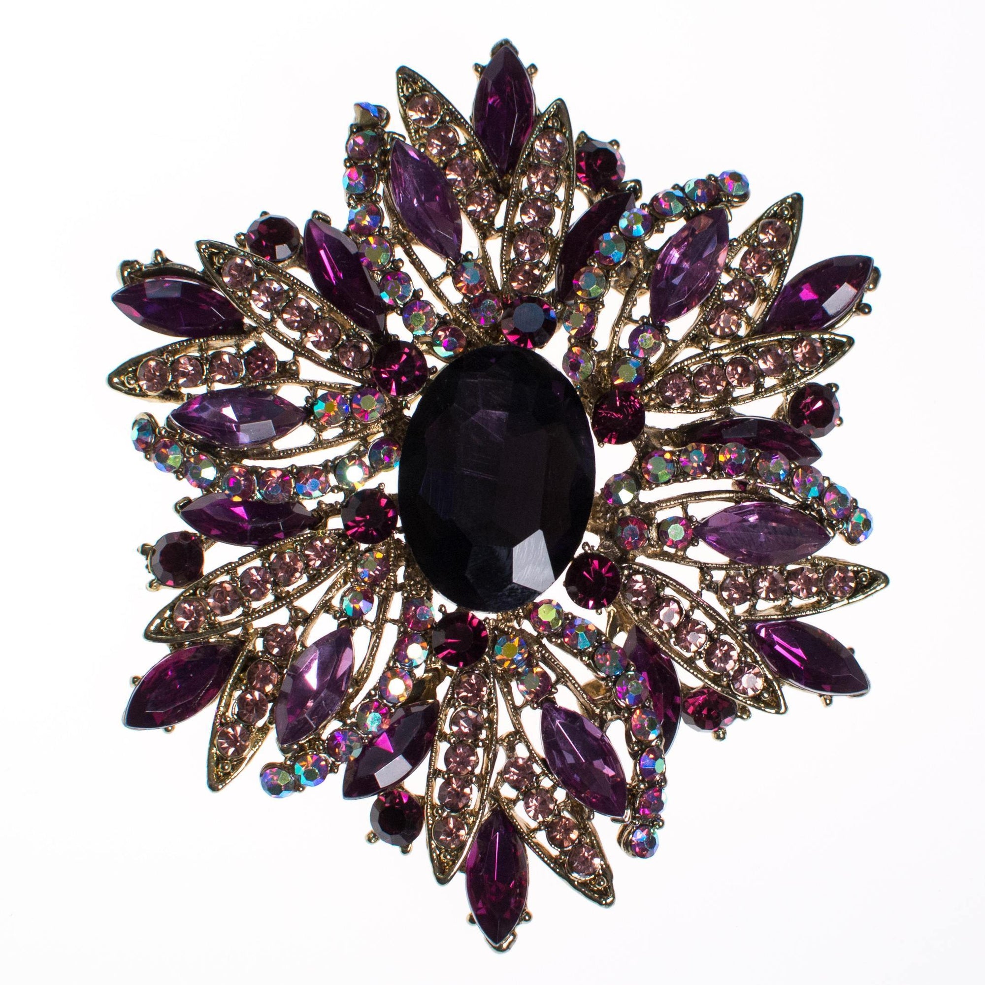 Huge Vintage Purple Rhinestone Flower Brooch by Unsigned Beauty - Vintage Meet Modern Vintage Jewelry - Chicago, Illinois - #oldhollywoodglamour #vintagemeetmodern #designervintage #jewelrybox #antiquejewelry #vintagejewelry