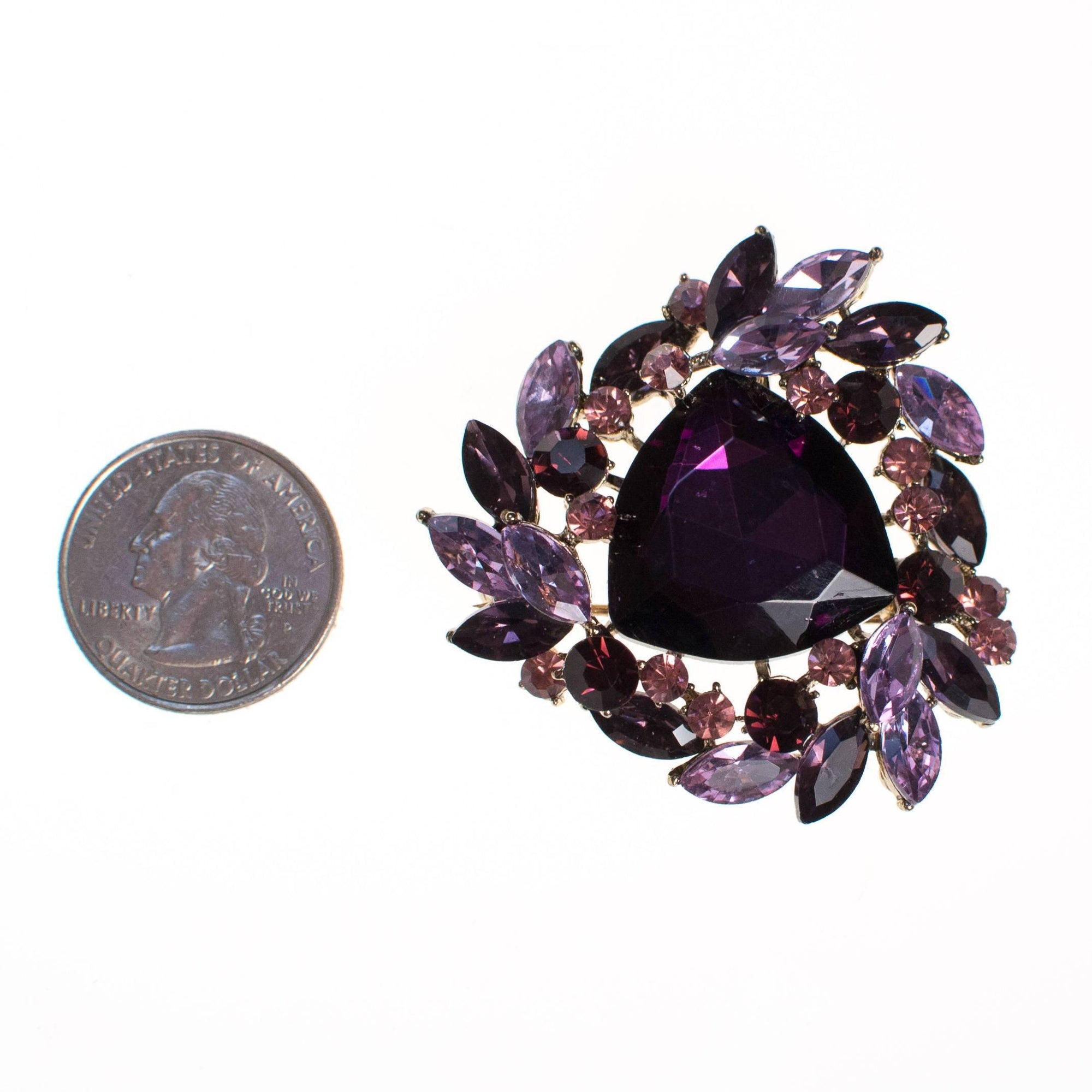 Vintage Purple Rhinestone Brooch by Unsigned Beauty - Vintage Meet Modern Vintage Jewelry - Chicago, Illinois - #oldhollywoodglamour #vintagemeetmodern #designervintage #jewelrybox #antiquejewelry #vintagejewelry