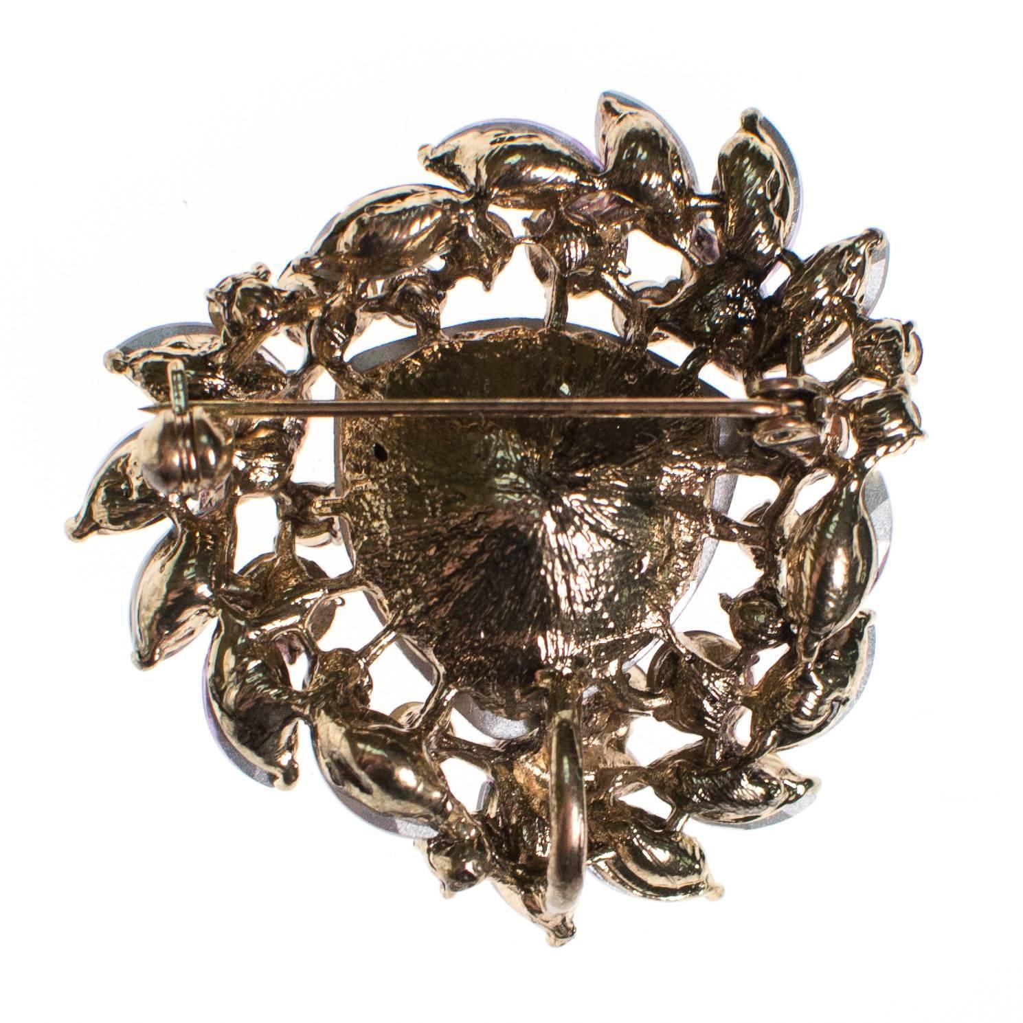 Vintage Purple Rhinestone Brooch by Unsigned Beauty - Vintage Meet Modern Vintage Jewelry - Chicago, Illinois - #oldhollywoodglamour #vintagemeetmodern #designervintage #jewelrybox #antiquejewelry #vintagejewelry