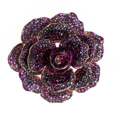 Vintage Purple Rhinestone Rose Brooch by Unsigned Beauty - Vintage Meet Modern Vintage Jewelry - Chicago, Illinois - #oldhollywoodglamour #vintagemeetmodern #designervintage #jewelrybox #antiquejewelry #vintagejewelry