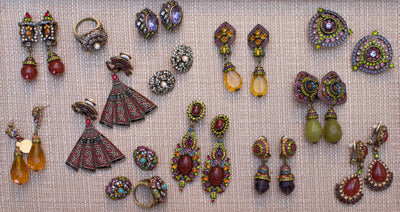 Vintage Heidi Daus Citrine Crystal and Amethyst, Garnet Rhinestone Dangling Drop Statement Earrings by Heidi Daus - Vintage Meet Modern Vintage Jewelry - Chicago, Illinois - #oldhollywoodglamour #vintagemeetmodern #designervintage #jewelrybox #antiquejewelry #vintagejewelry