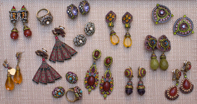 Vintage Heidi Daus Citrine Crystal and Amethyst, Garnet Rhinestone Dangling Drop Statement Earrings by Heidi Daus - Vintage Meet Modern Vintage Jewelry - Chicago, Illinois - #oldhollywoodglamour #vintagemeetmodern #designervintage #jewelrybox #antiquejewelry #vintagejewelry
