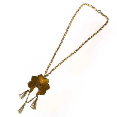Vintage Napier Gold Lotus Necklace with Tassels by Napier - Vintage Meet Modern Vintage Jewelry - Chicago, Illinois - #oldhollywoodglamour #vintagemeetmodern #designervintage #jewelrybox #antiquejewelry #vintagejewelry
