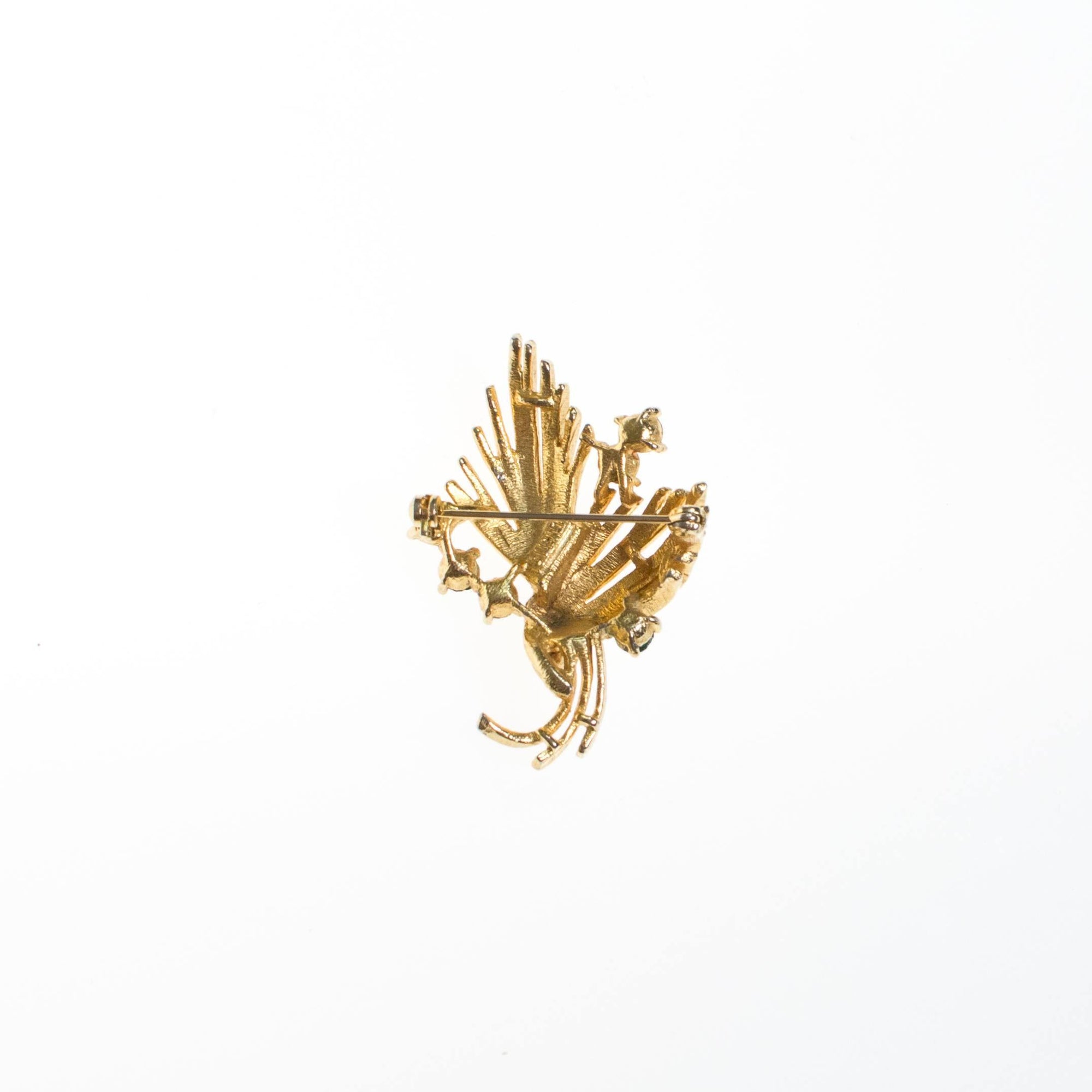 Vintage Lisner Gold Brooch with Peacock Blue Green Iridescent Rhinestones by Lisner - Vintage Meet Modern Vintage Jewelry - Chicago, Illinois - #oldhollywoodglamour #vintagemeetmodern #designervintage #jewelrybox #antiquejewelry #vintagejewelry