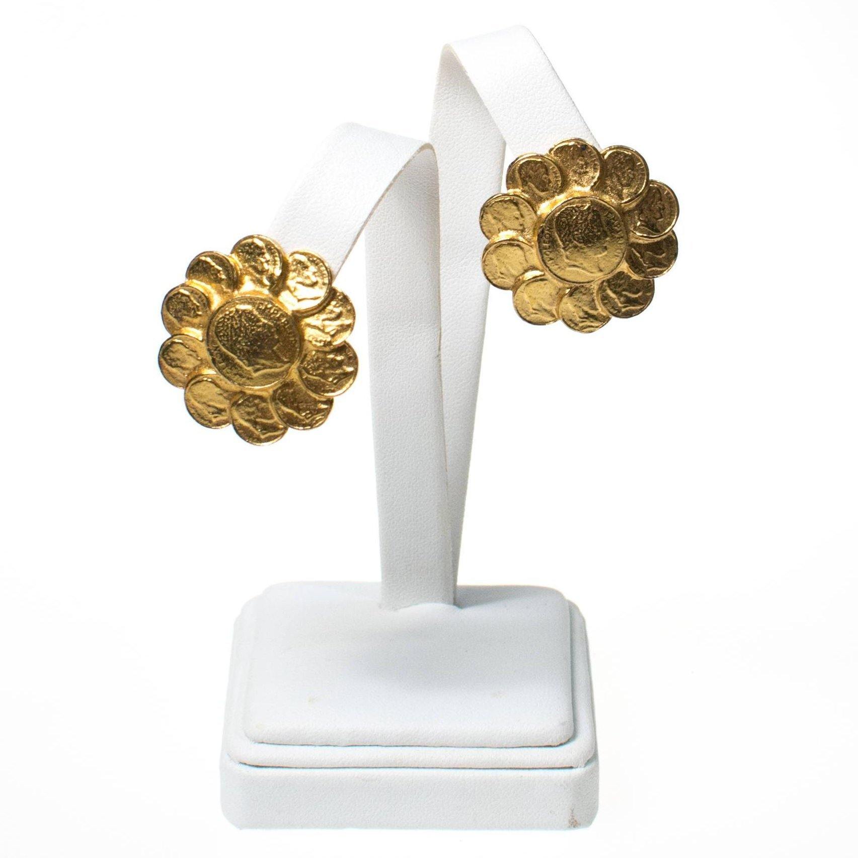 Vintage RJ Graziano Roman Gold Coin Earrings by RJ Graziano - Vintage Meet Modern Vintage Jewelry - Chicago, Illinois - #oldhollywoodglamour #vintagemeetmodern #designervintage #jewelrybox #antiquejewelry #vintagejewelry